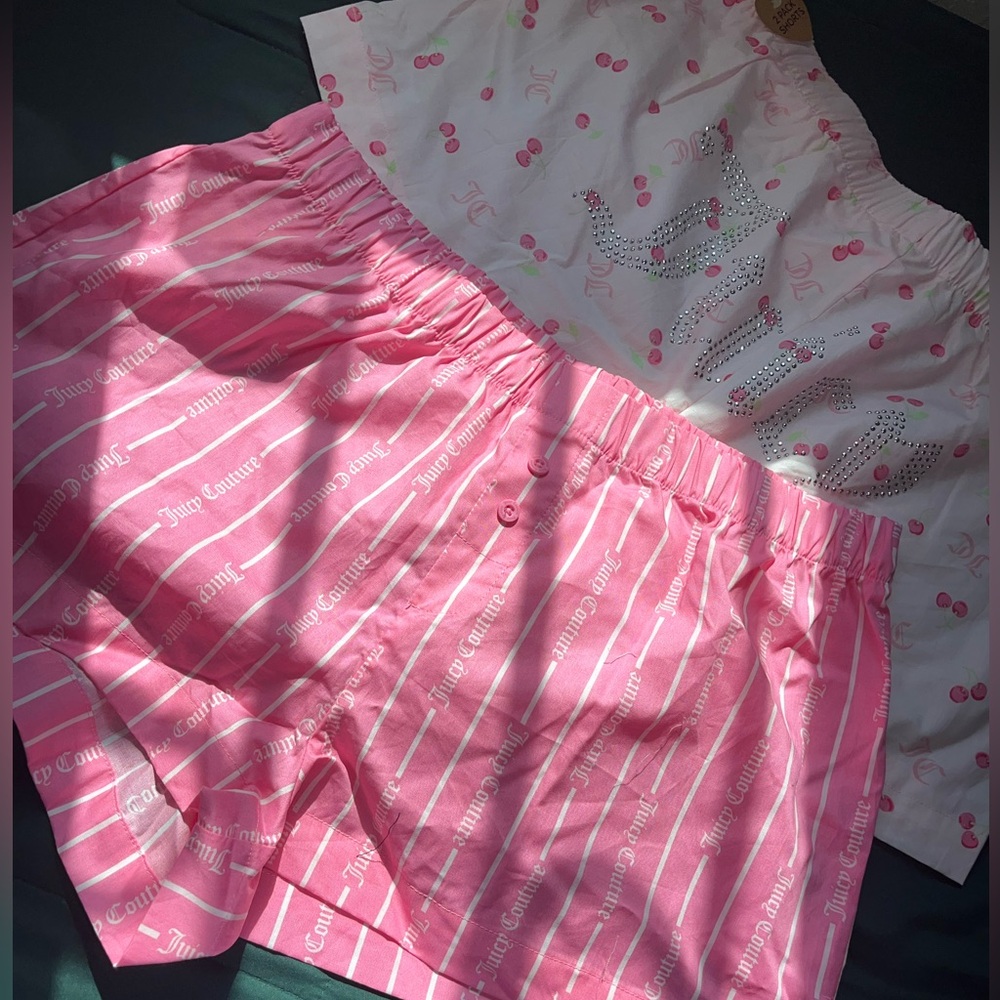 Juicy Couture Pink and White Boxer Set